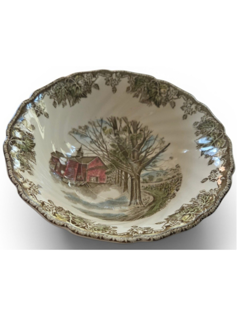 Vintage Earthenware Serving Bowl "The Friendly Village" Collection By...